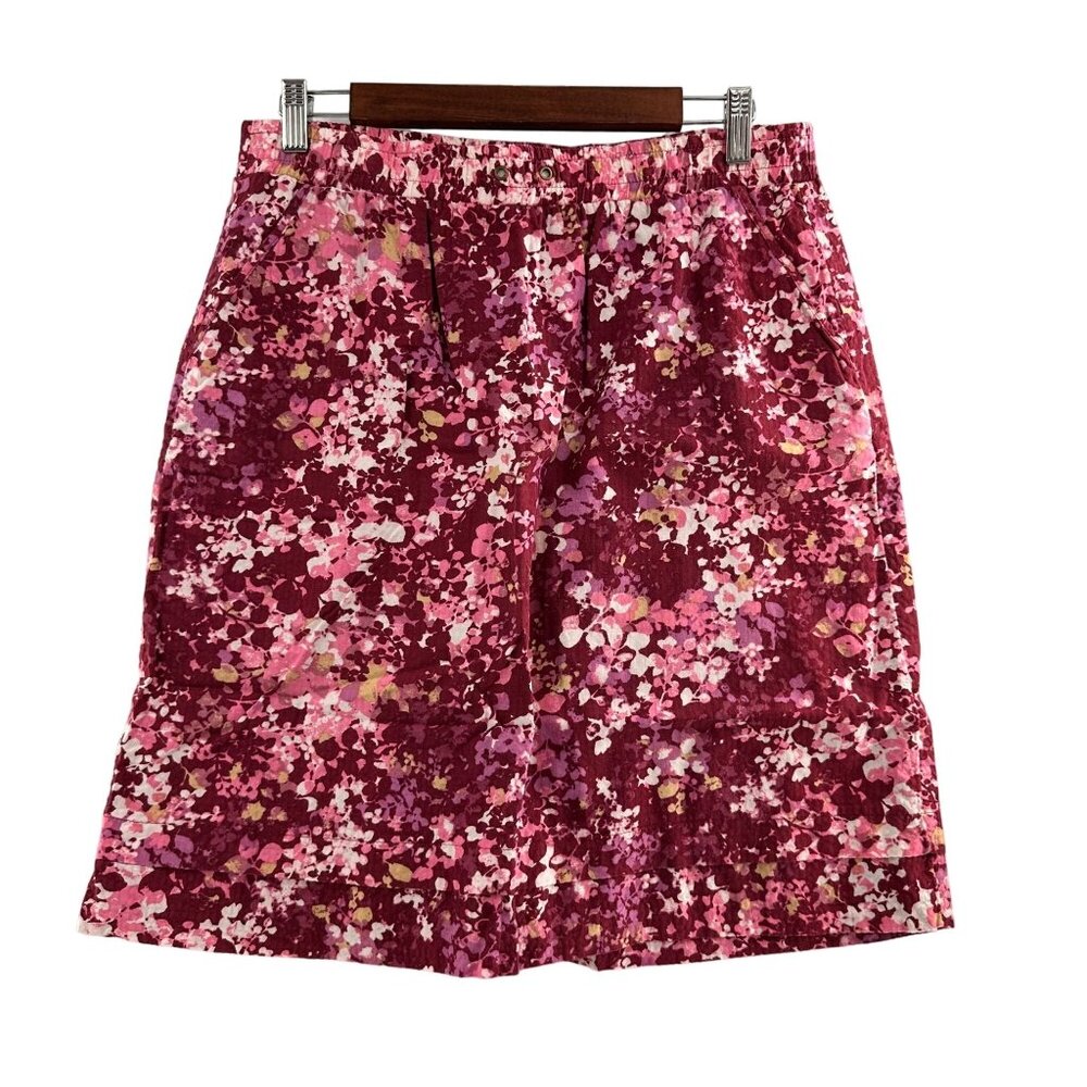 Eddie Bauer Floral Print Skirt S Cotton & Rayon Blend Elastic Waist Cottage Boho